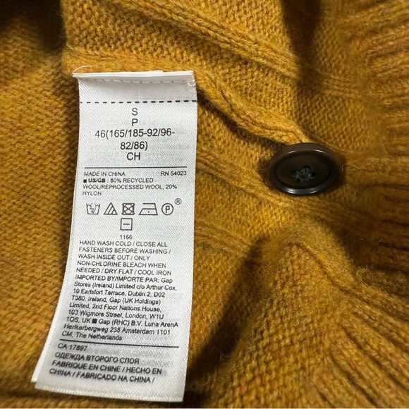 Banana Republic Italian Merino Wool Henley Sweater mustard yellow Men SMALL - Picture 6 of 7